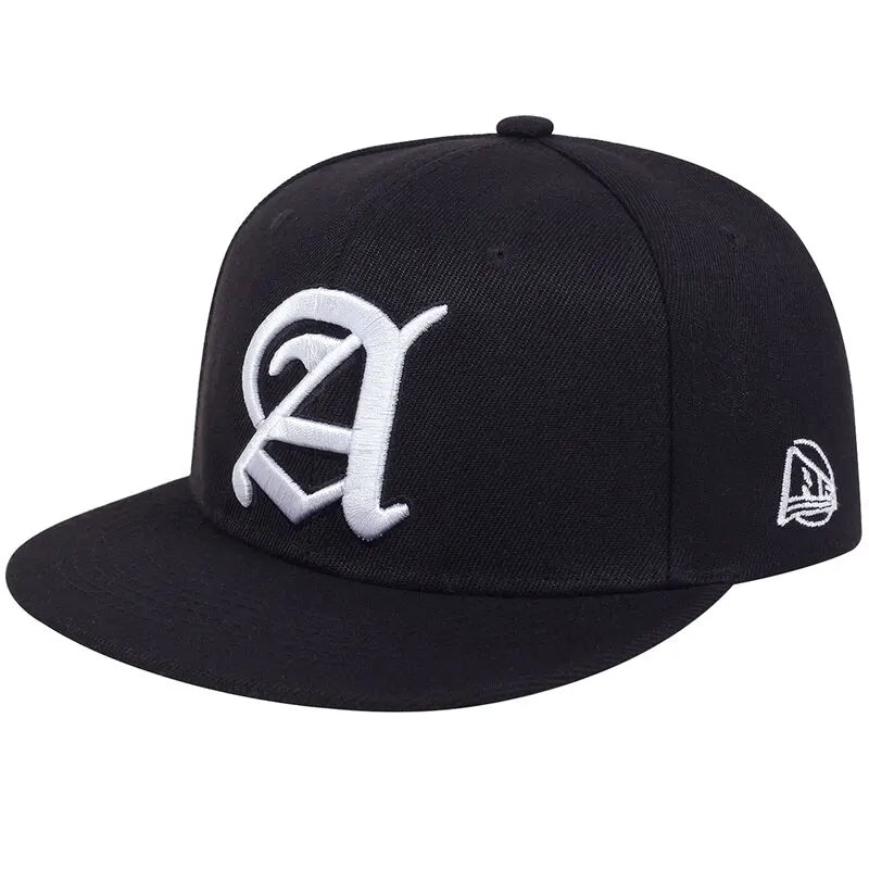 Unisex A Letter Embroidered Snapback Cap