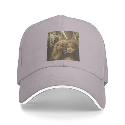 Distressed Smoking Doll Meme Print Baseball Cap