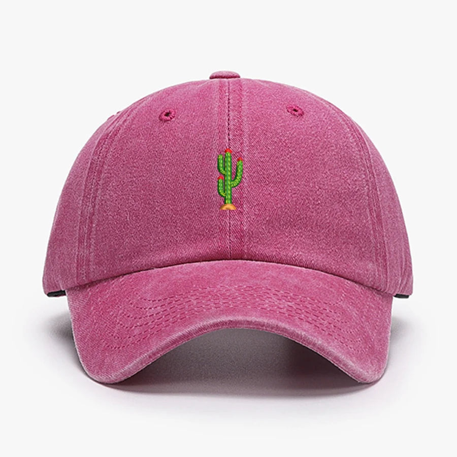 Mini Cactus Embroidery Vintage Soft Baseball Caps Men Women