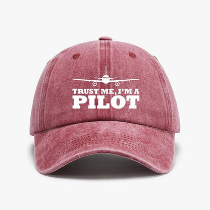 Trust Me Pilot Denim Baseball Cap