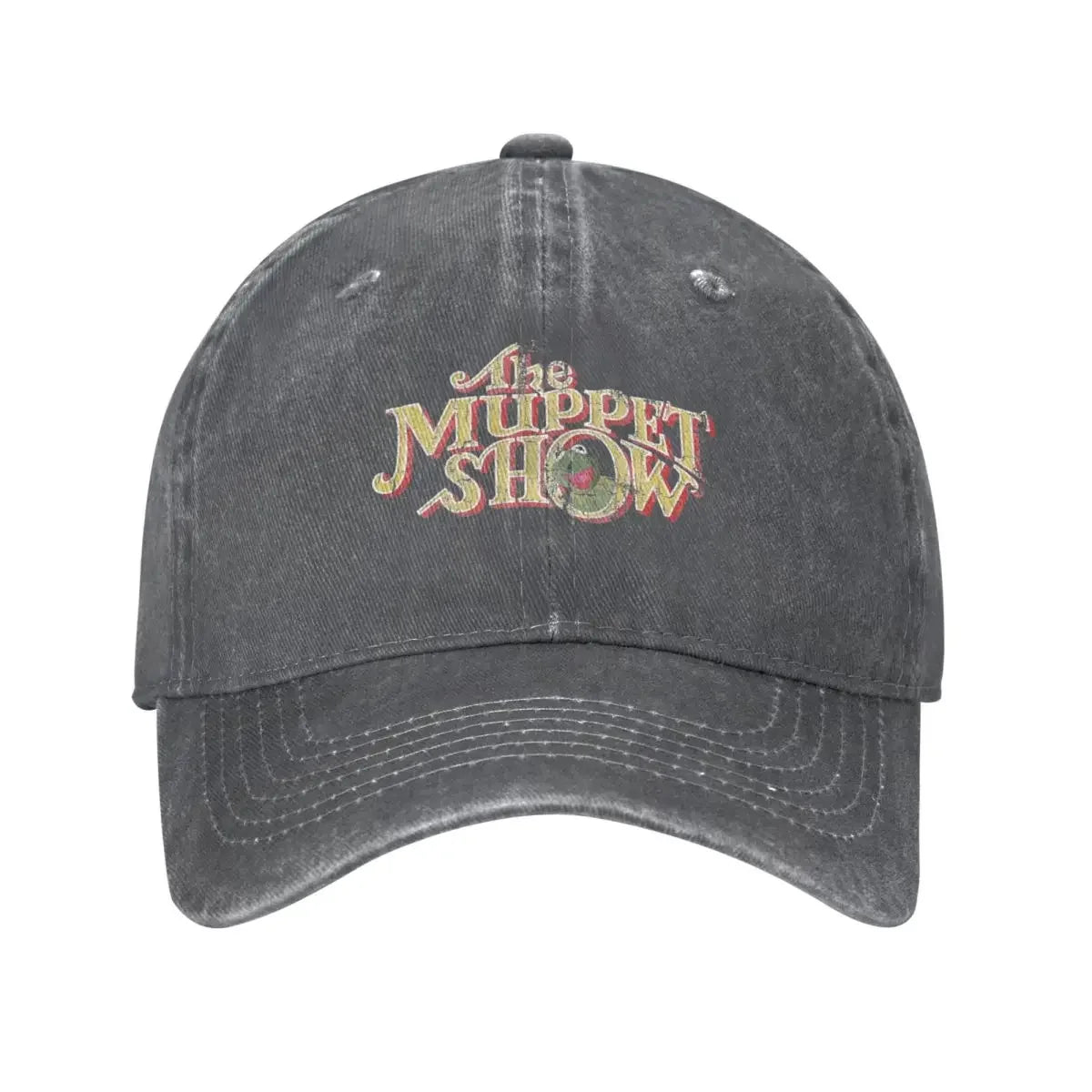 Vintage Frog Cartoon Distressed Denim Baseball Cap Hat