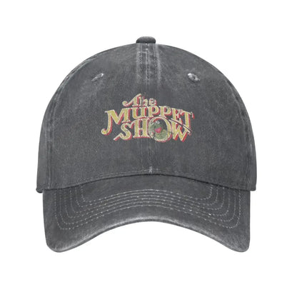 Vintage Frog Cartoon Distressed Denim Baseball Cap Hat