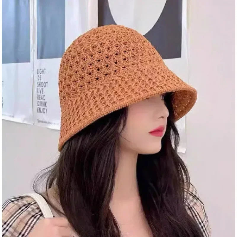 Korean Straw Hat Summer Women Visor Breathable Chic Bucket Hats