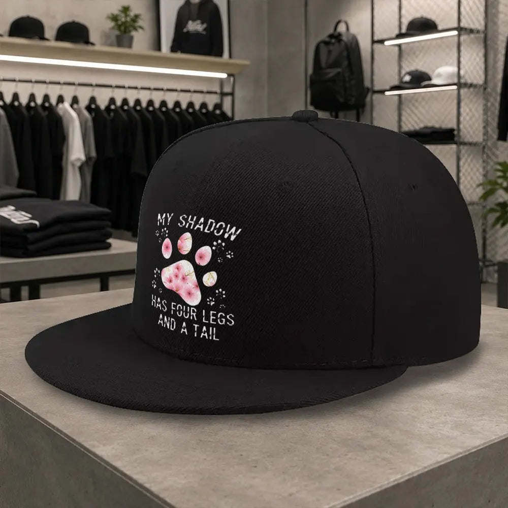 New Cherry Blossom Paw Print Unisex Versatile Flat Brim Cap