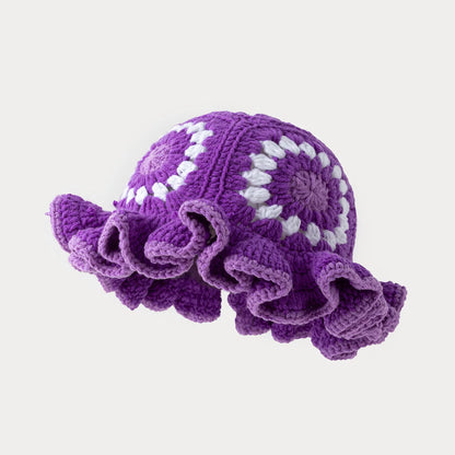 Colorful Floral Crochet Wool Bucket Hat