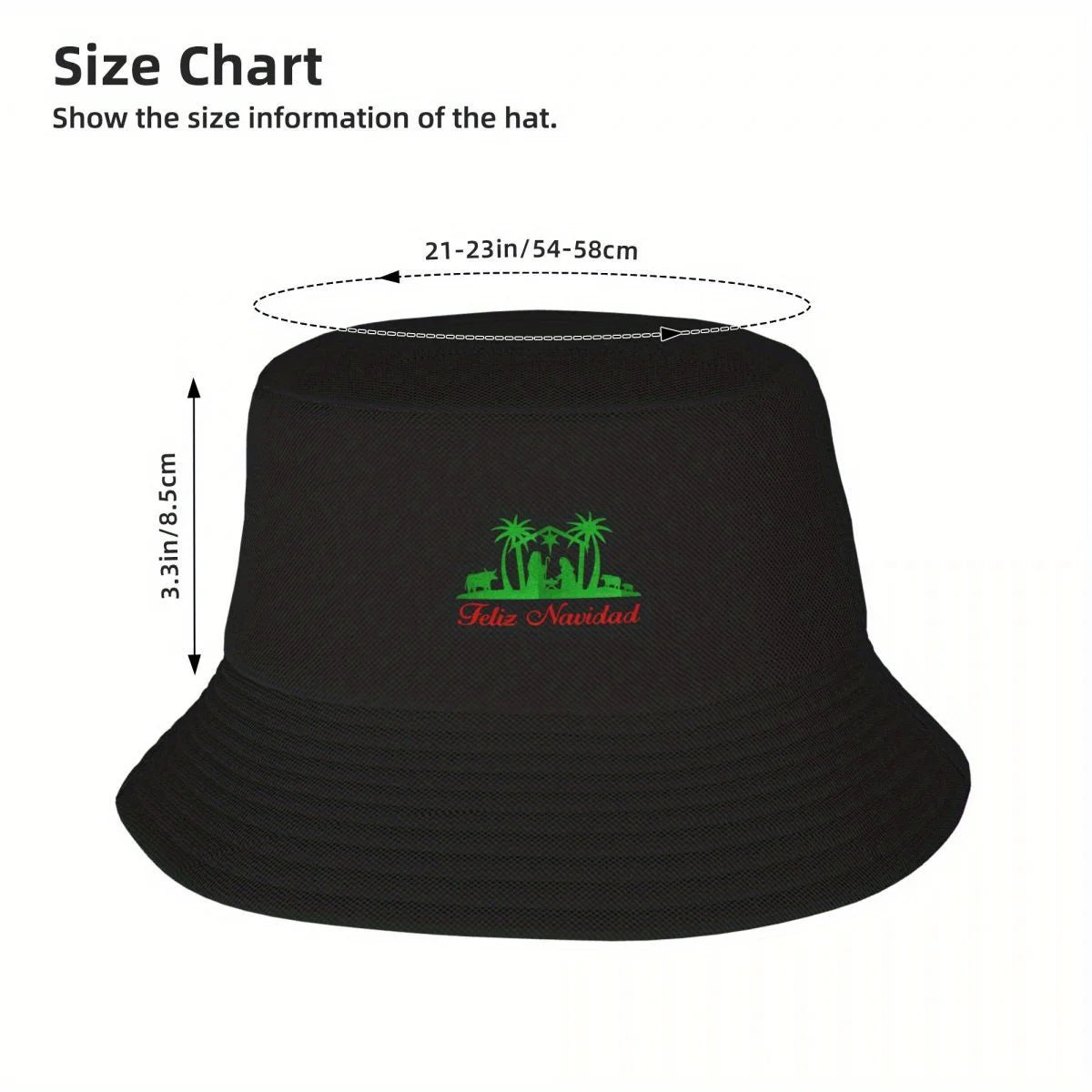 Merry Christmas Birth Glitter Festive Bucket Hat