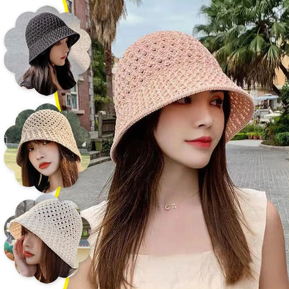 Summer Breathable Hollow Knitted Bucket Hats