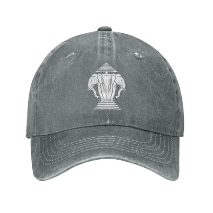 Laos Three Elephant Washed Denim Cap