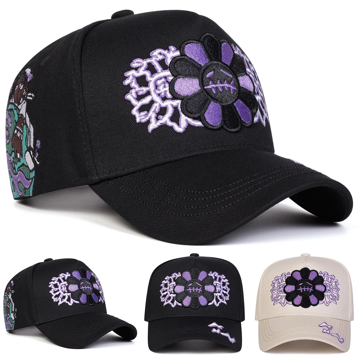Sunflower Embroidery Casual Sports Baseball Cap