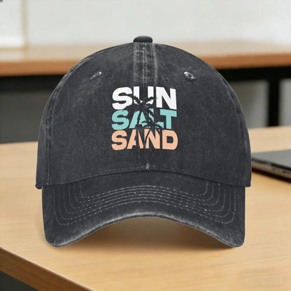Sun Salt Sand Tropical Beach Vacation Baseball Cap