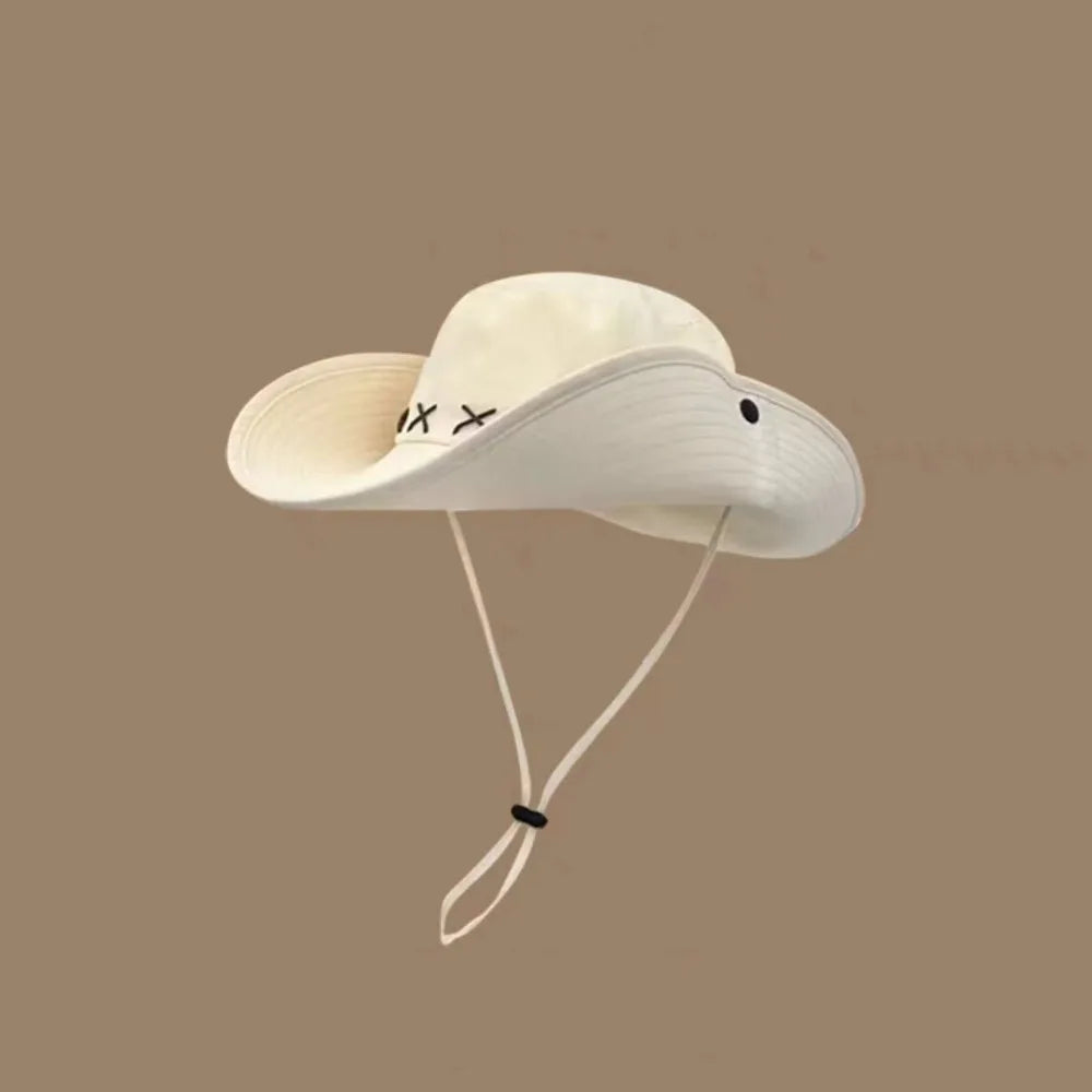 10cm Wide Brim Waterproof UV Protection Bucket Hat