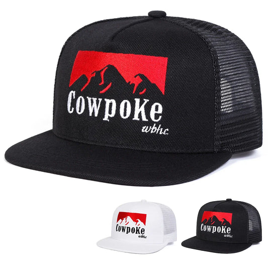 Cowpoke Letter Embroidered Mesh Snapback Cap