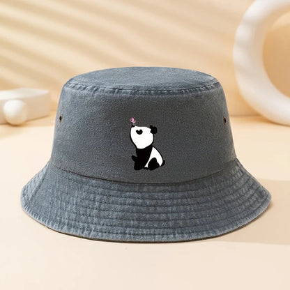 Heart Panda Print Bucket Hat