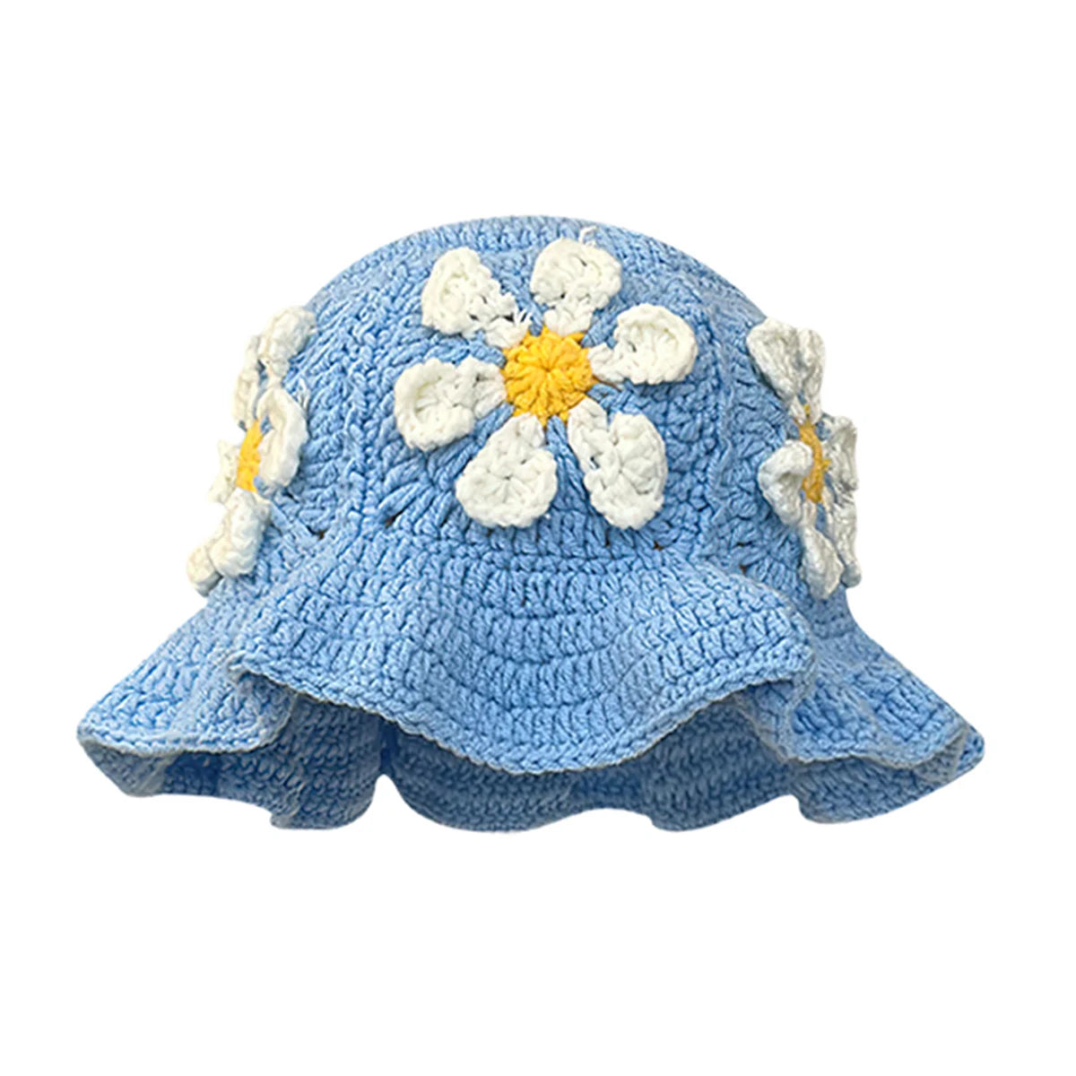 Women Colorful Crochet Wool Bucket Hat