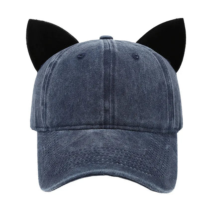 Cute Cat Ears Baseball Cap Women Summer Soft Top Caps