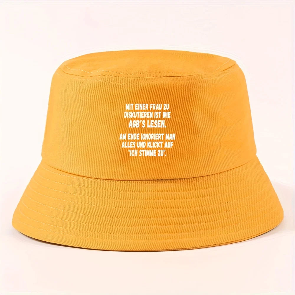 German Quote Print Summer Bucket Hat