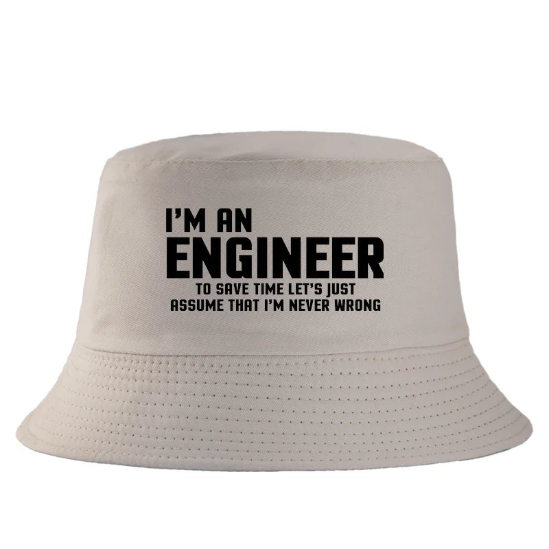 Funny Engineer Cotton Outdoor Bucket Hat Unisex