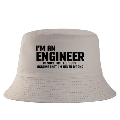 Funny Engineer Cotton Outdoor Bucket Hat Unisex