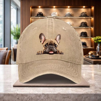 French Bulldog Trendy Denim Baseball Cap