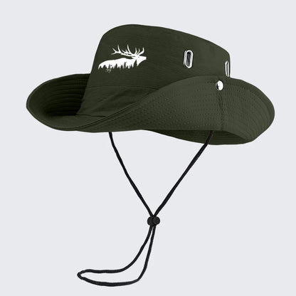 Elk Forest Print Outdoor Bucket Hat