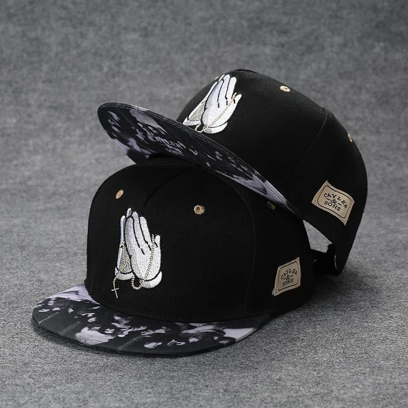 Embroidered Cotton Flat Brim Hip-Hop Snapback Cap