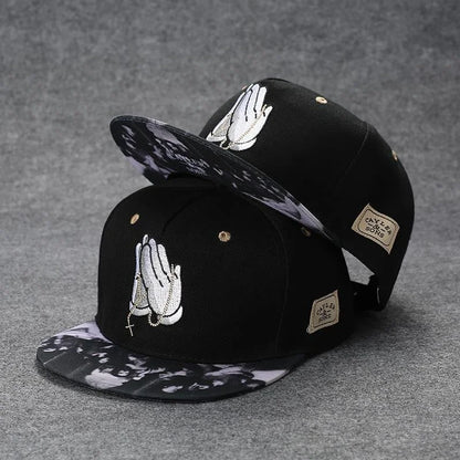 Embroidered Cotton Flat Brim Hip-Hop Snapback Cap