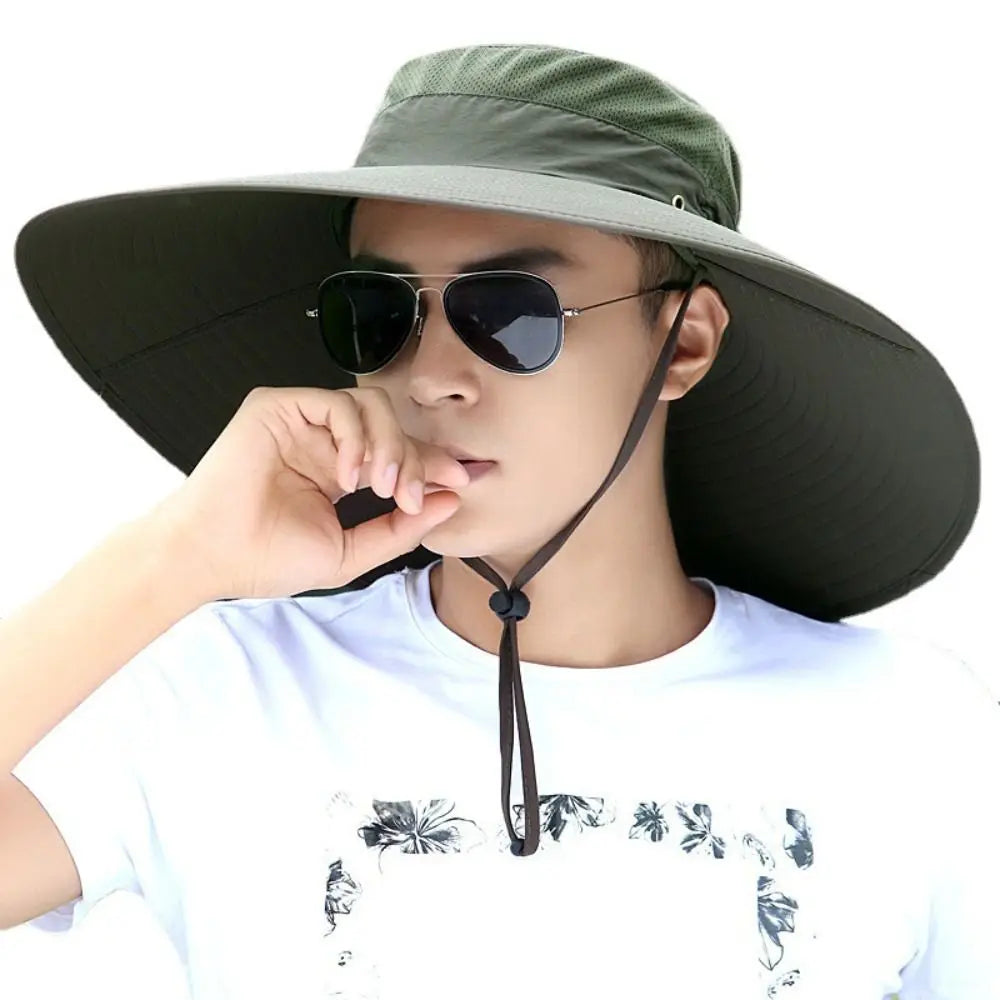 Quick-Dry Nylon Mesh Wide Brim UV Protection Bucket Hat