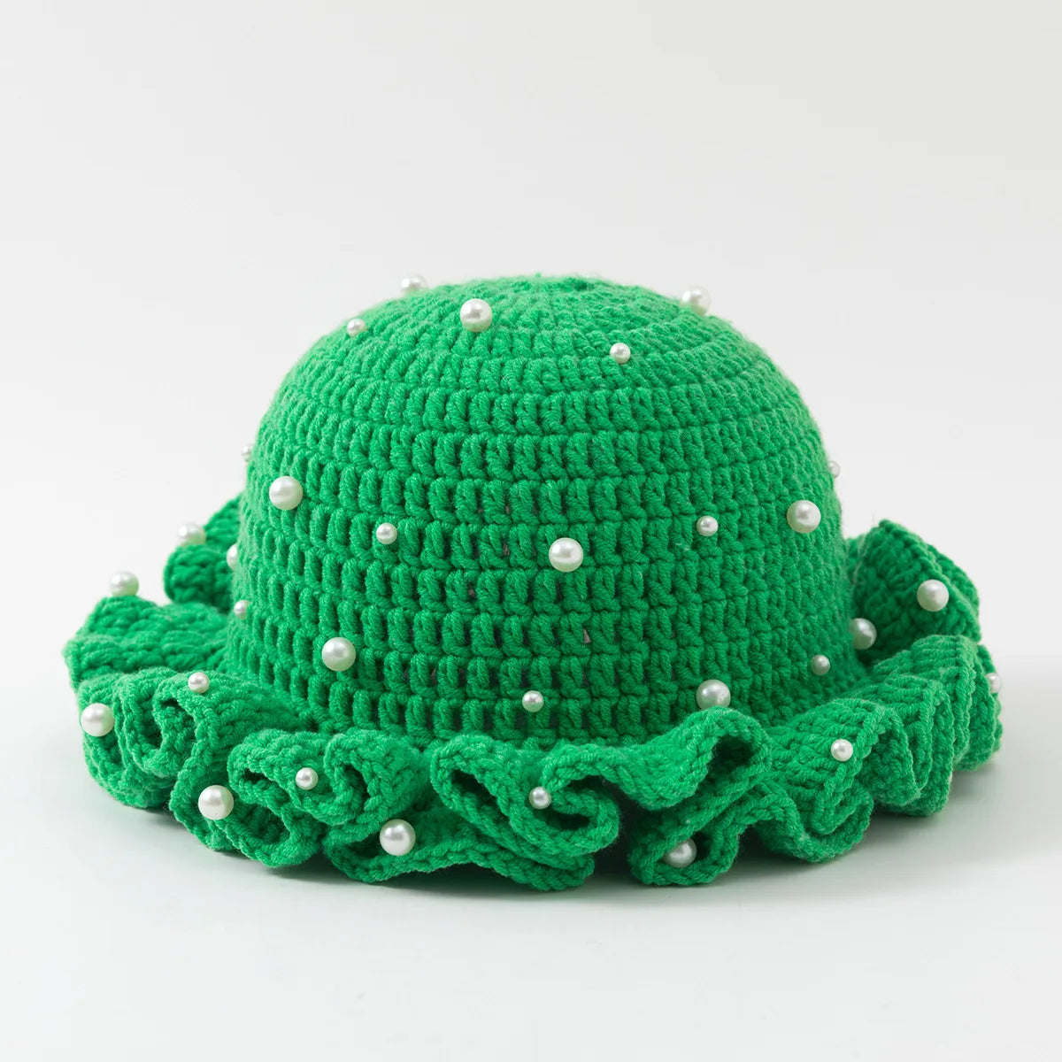Women Handmade Crochet Ruffled Bucket Hat