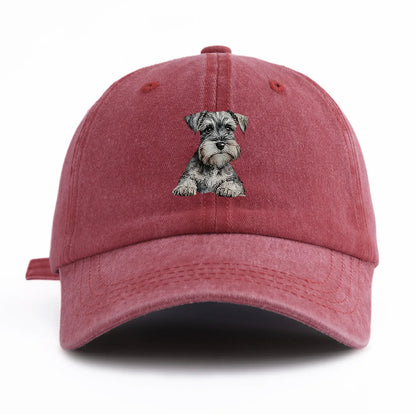 1pc Schnauzer Print Washed Baseball Cap For Adults