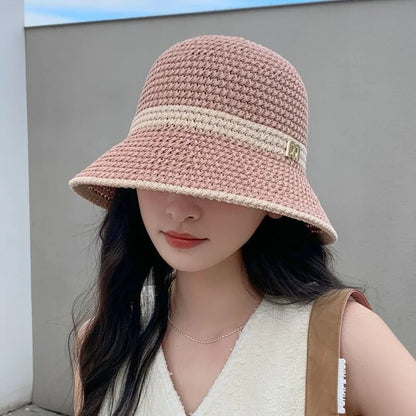 Foldable Letter Decor Holiday Beach Bucket Hat Sun Cap