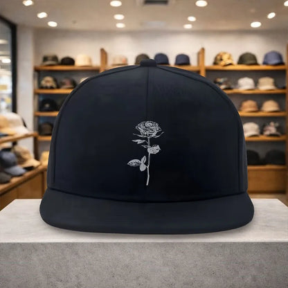 Rose Line Art Snapback Cap