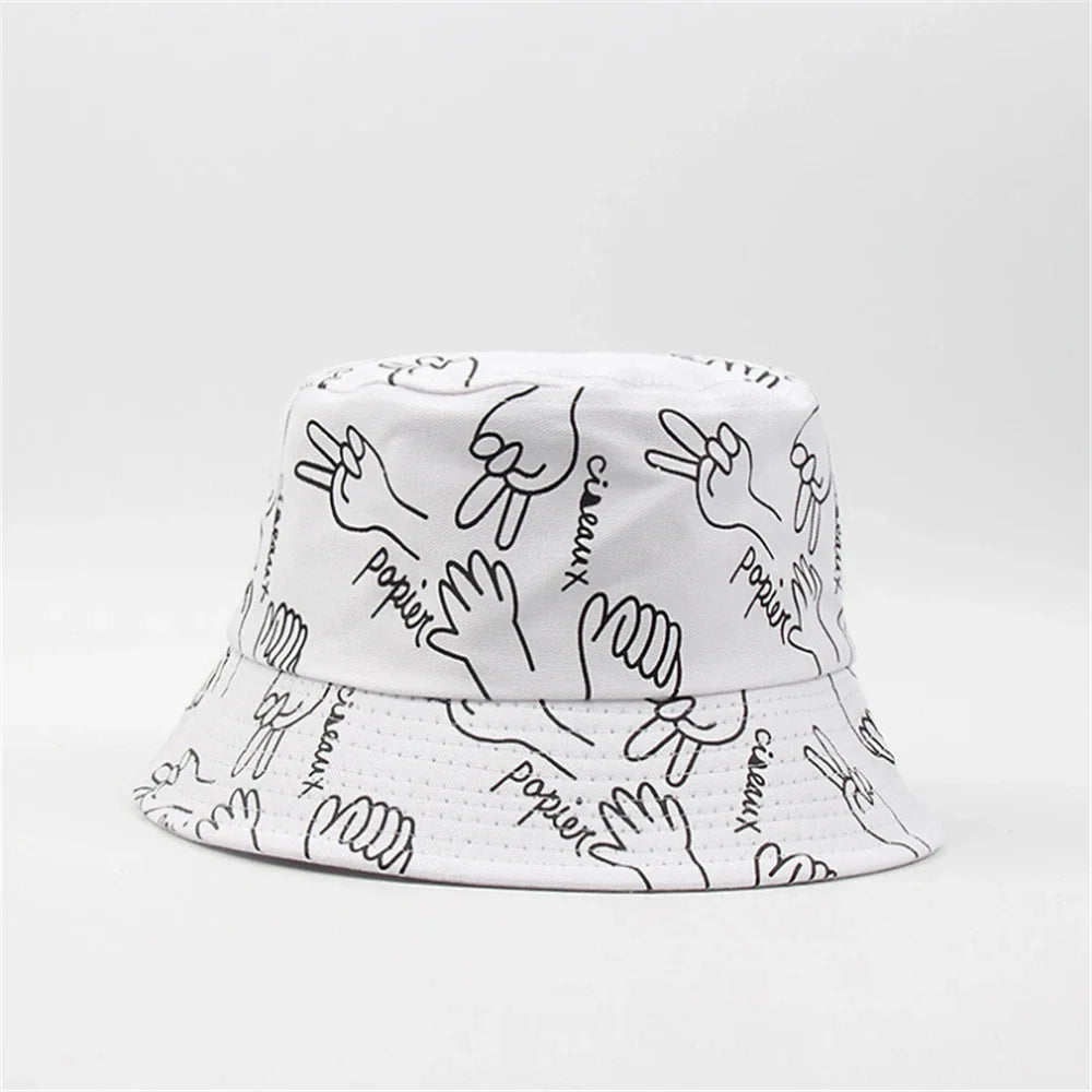Spring Outdoor Graffiti Wide Brim Casual Bucket Hat