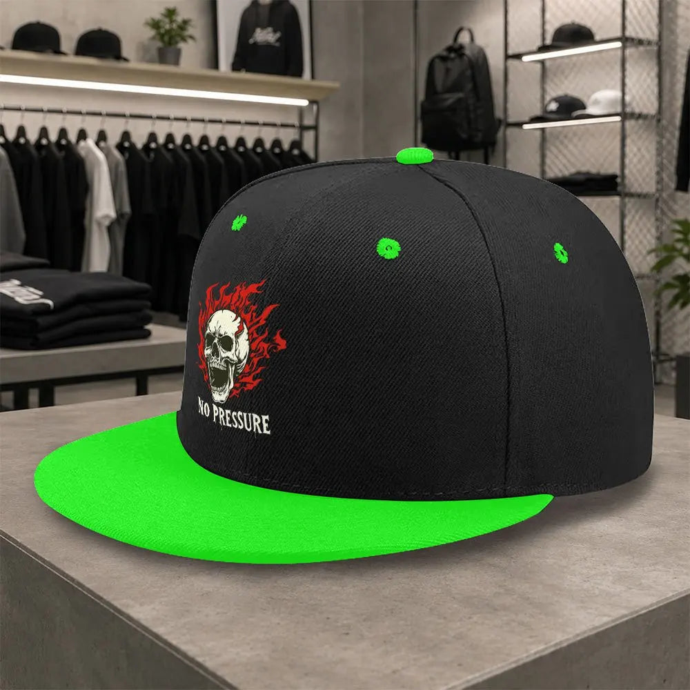 New Flame Skull Unisex All Match Flat Brim Cap