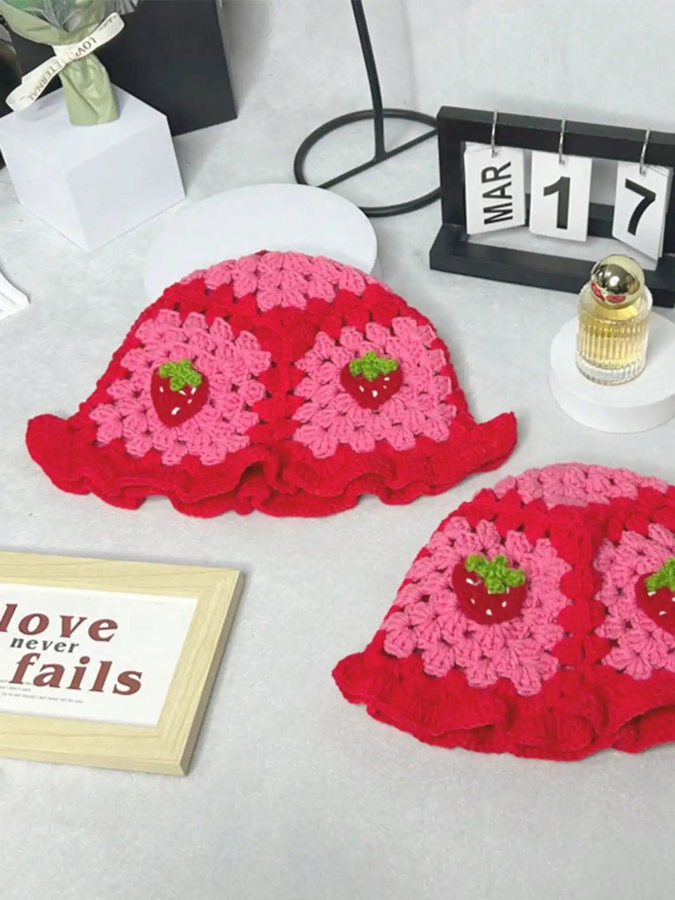 Women Bohemian Crochet Strawberry Fisherman Hat