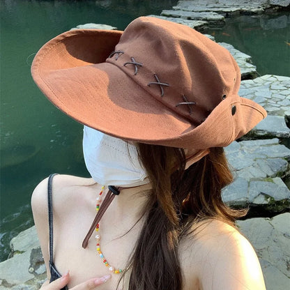 Adjustable Wide Brim Western Cowboy Bucket Hats