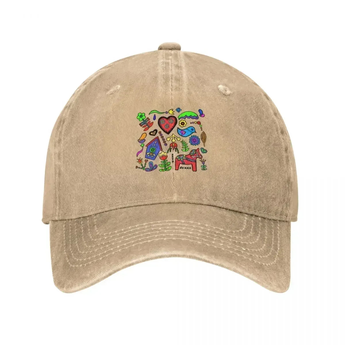 Swedish Folk Art Designer Graphic Baseball Cap