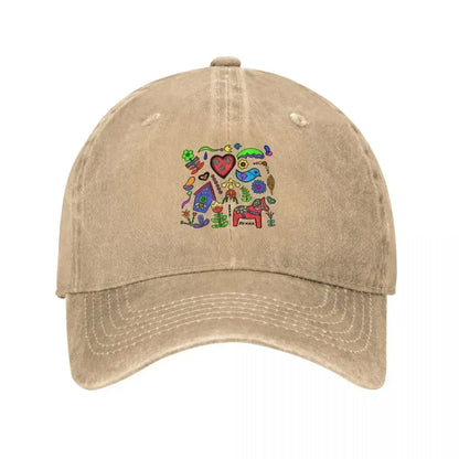 Swedish Folk Art Designer Graphic Baseball Cap