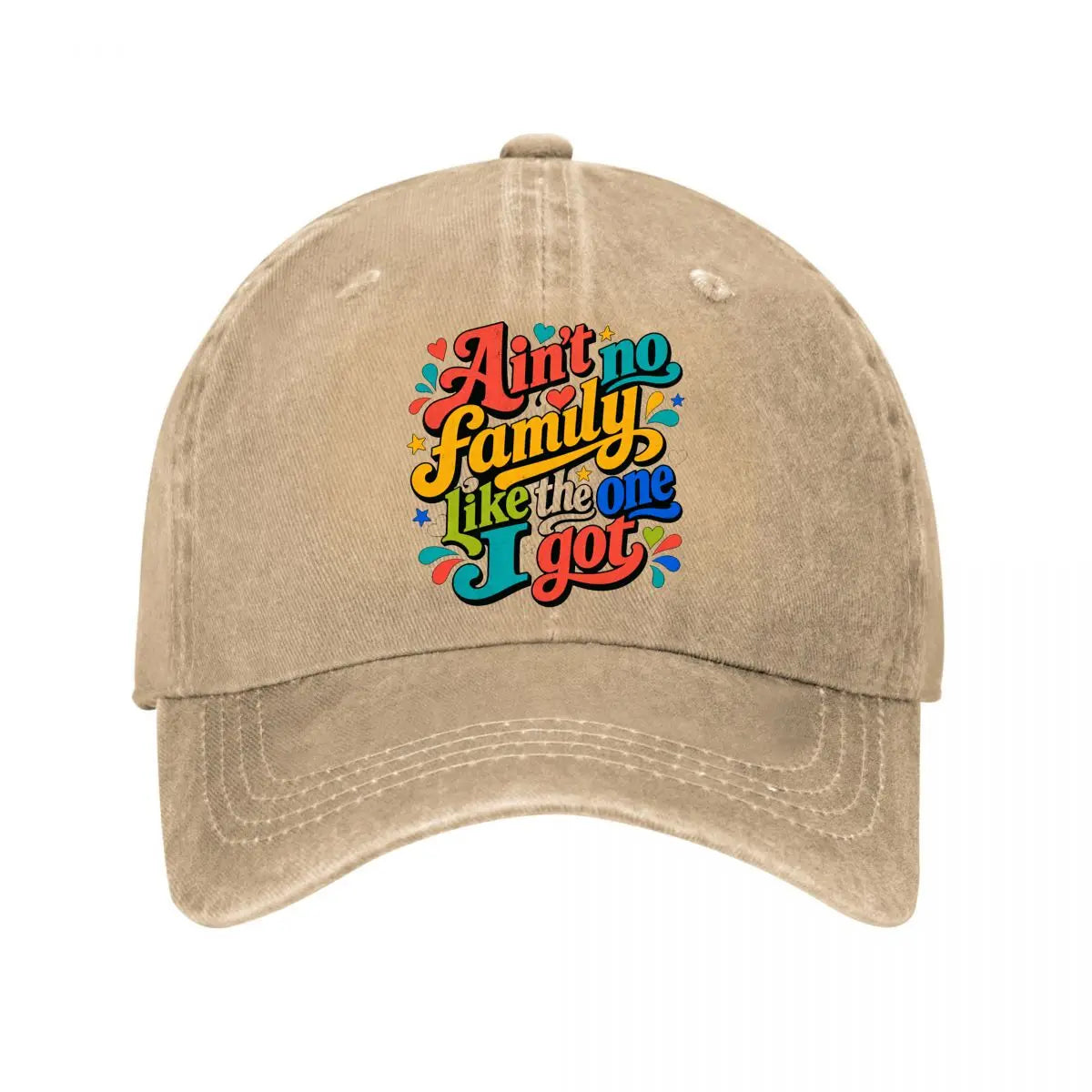 Bright Faith Family Quote Washed Baseball Cap