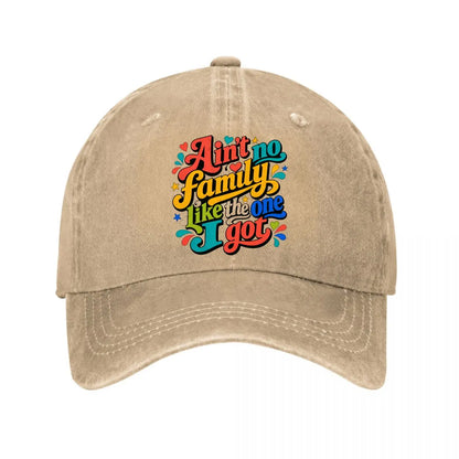 Bright Faith Family Quote Washed Baseball Cap