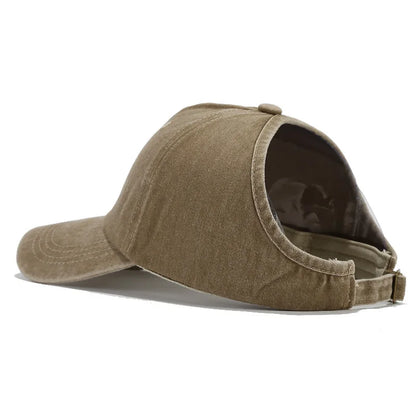 1pc Retro Washed Backless Baseball Cap For Women Summer Outdoor Sports Ponytails Stylish And Versatile Sun Hat For Daily Wear
