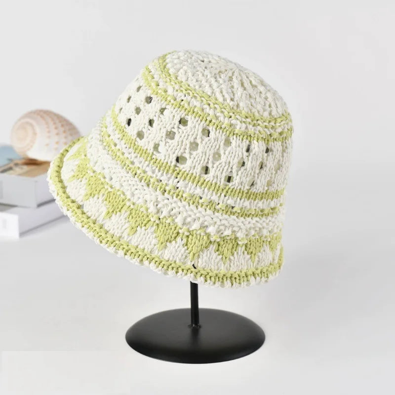 Color Blocked Woven Fisherman Bucket Hat