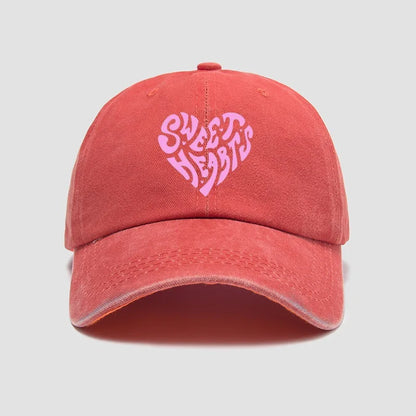 Pink Heart Shaped Letter Printed Baseball Cap Versatile For Daily