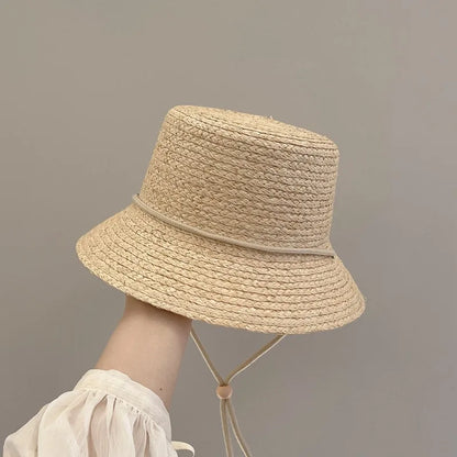 New Fashion Handmade Raffia Bucket Hats Size 54-58cm