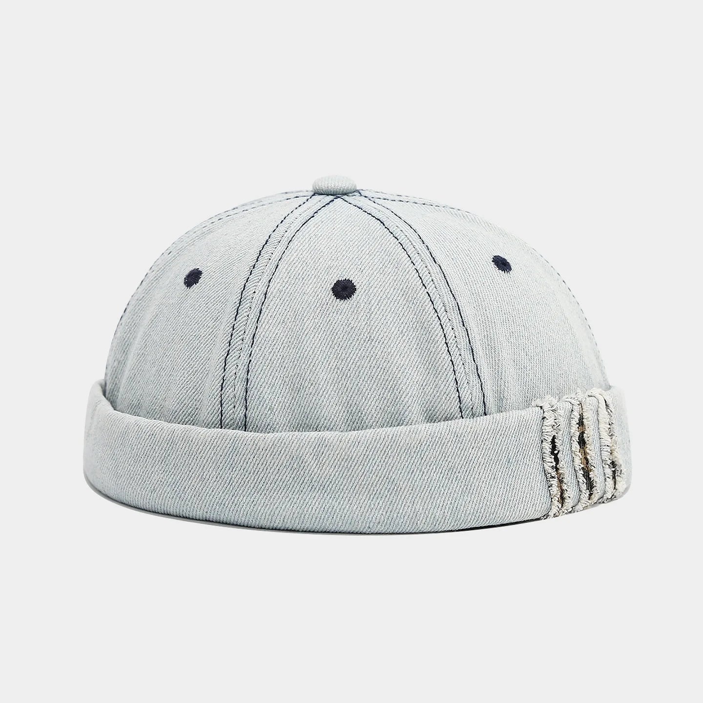 Retro Denim Docker Cap Splicing Style Brimless Caps