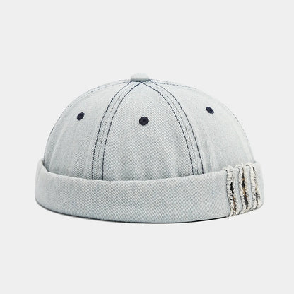 Retro Denim Docker Cap Splicing Style Brimless Caps