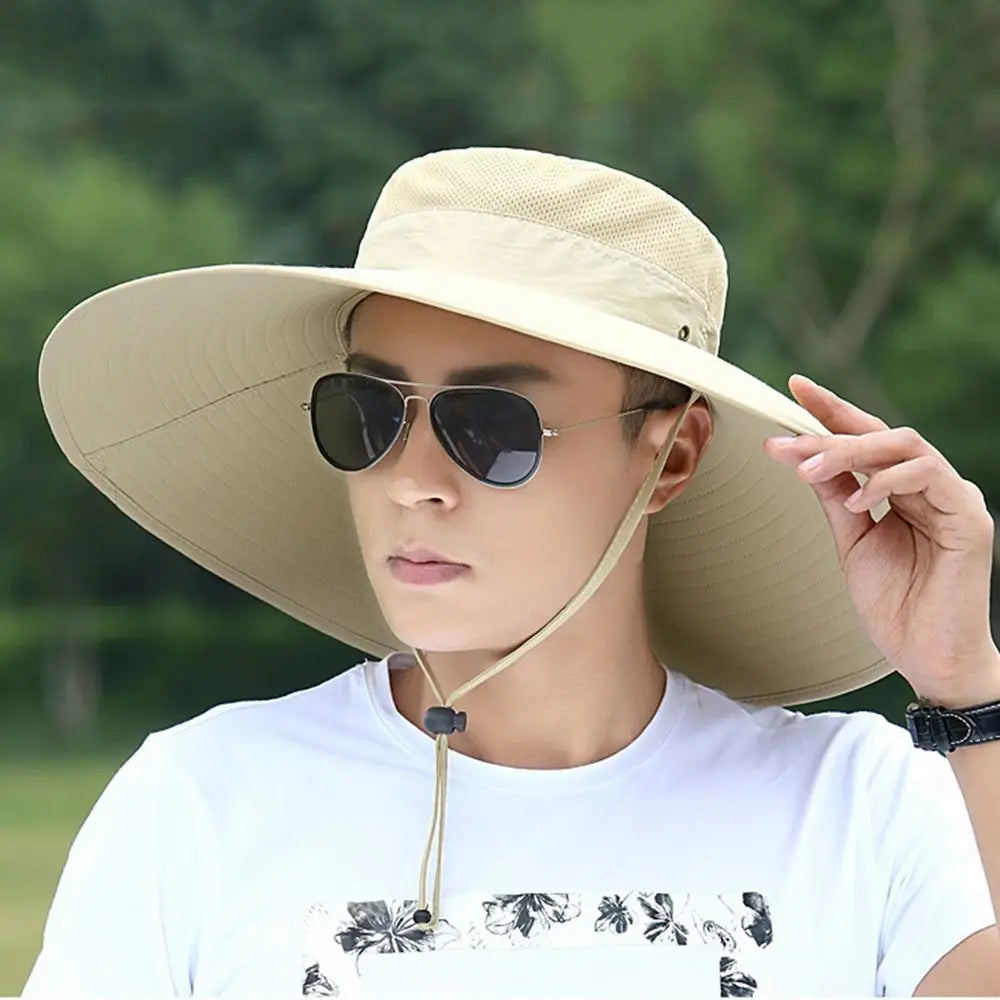 Quick-Dry Nylon Mesh Wide Brim UV Protection Bucket Hat