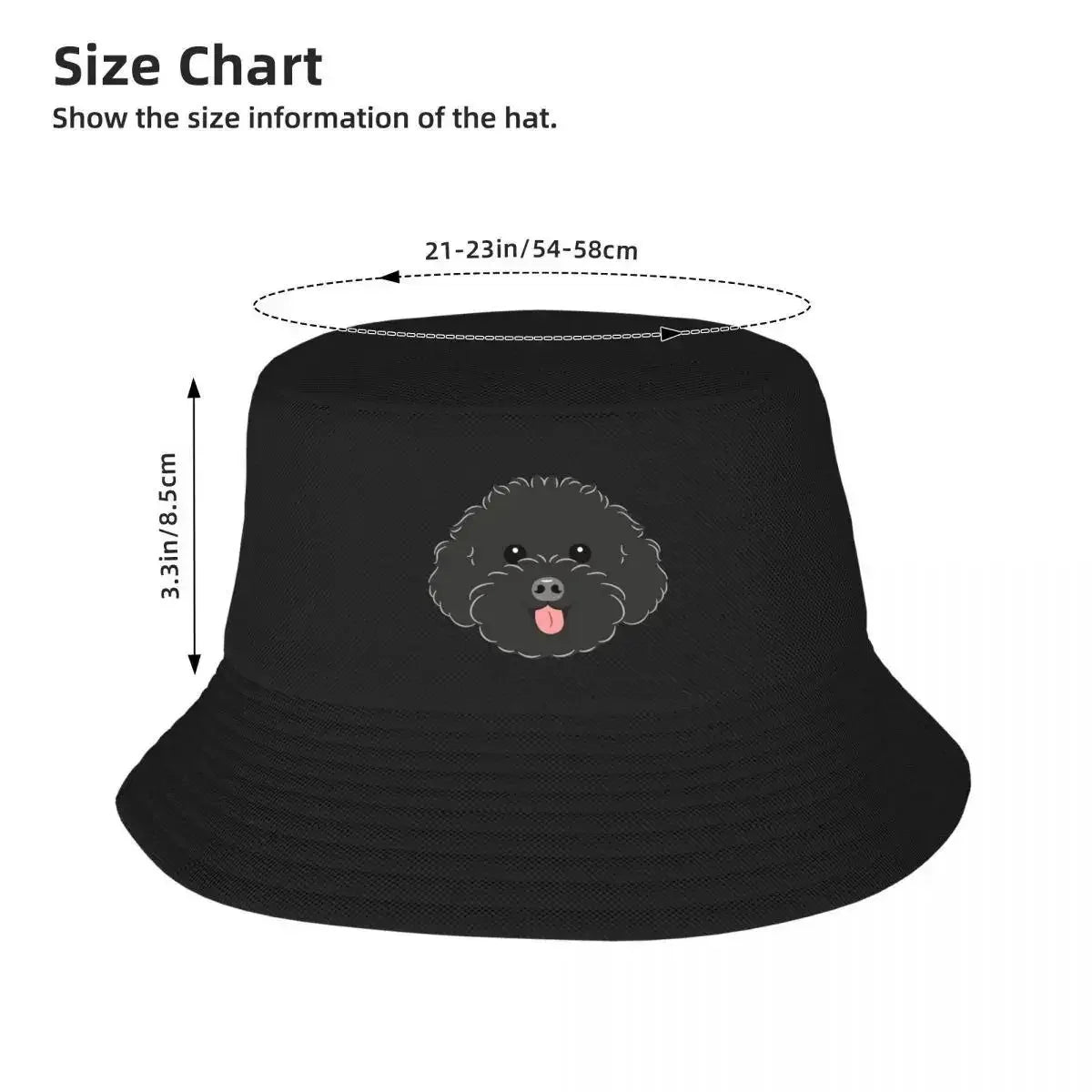 New Black Toy Poodle Bucket Hat
