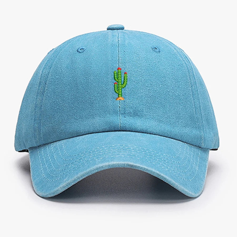 Mini Cactus Embroidery Vintage Soft Baseball Caps Men Women