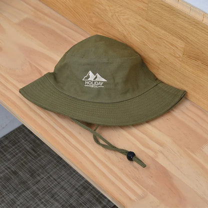 Embroidery Cotton Bucket Hat For Men Summer Sunscreen Panama Cap