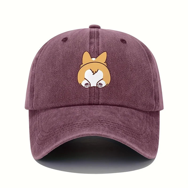 Retro Dog Print Travel Baseball Cap
